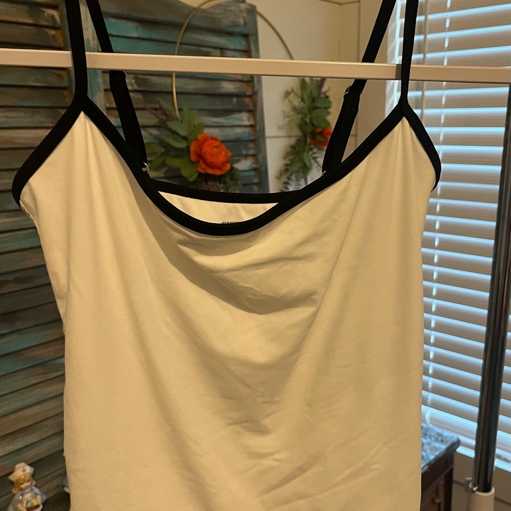SUUKSESS White Tank Top with Black Trim